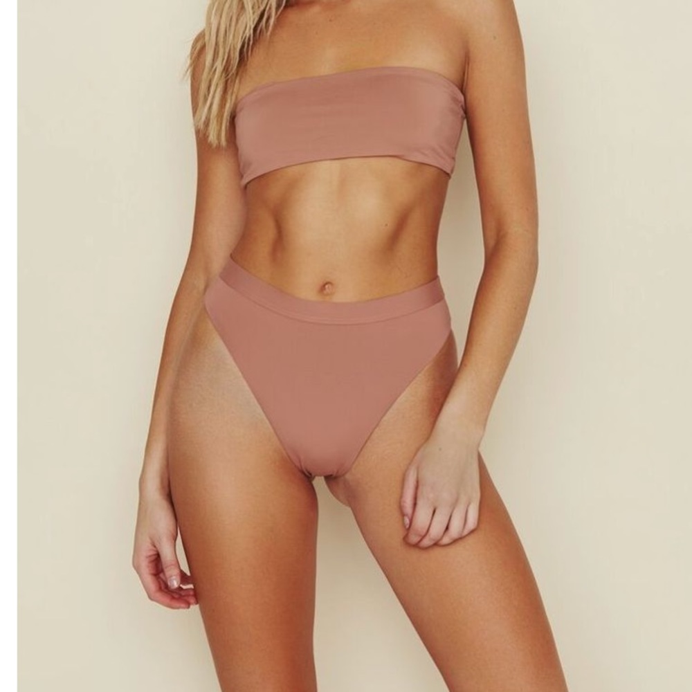 Purple high waist high leg swimming suit bottoms